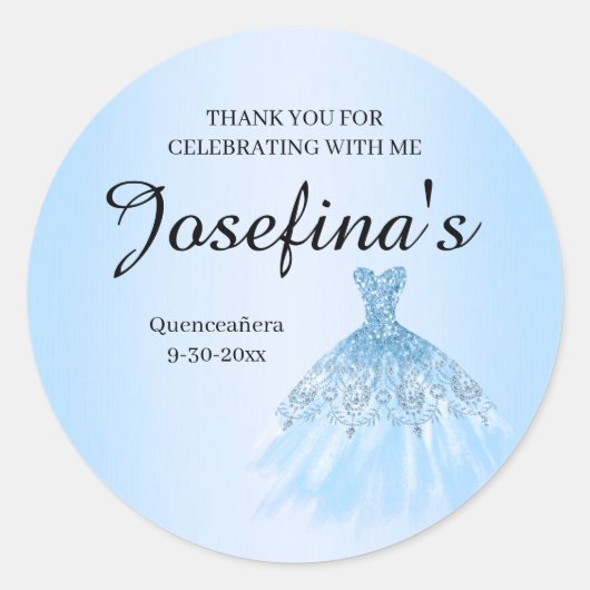 Blue Quenceanera Stickers ラウンドシール (正面)