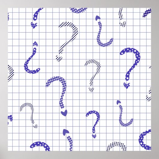Blue question mark seamless pattern ポスター (正面)