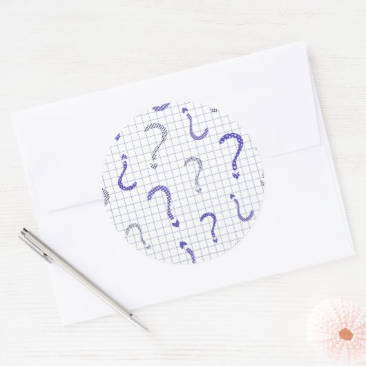 Blue question mark seamless pattern ラウンドシール (封筒)