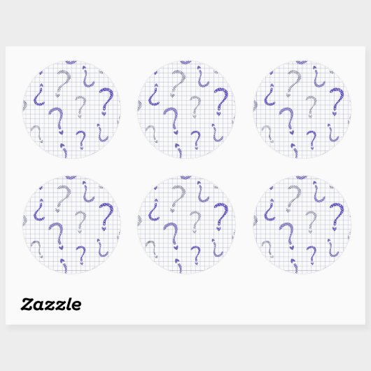 Blue question mark seamless pattern ラウンドシール (シート)