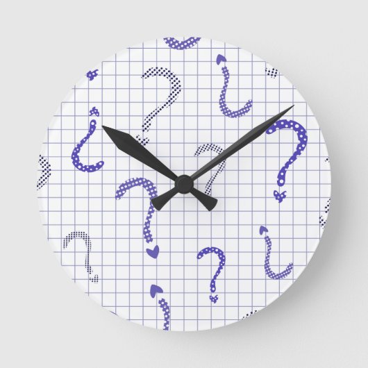 Blue question mark seamless pattern ラウンド壁時計 (正面)