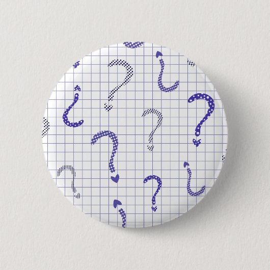 Blue question mark seamless pattern 缶バッジ (正面)