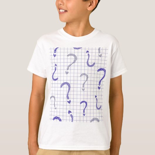 Blue question mark seamless pattern tシャツ (正面)