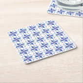 Blue Quilt Block スクエアペーパーコースター (アングル)
