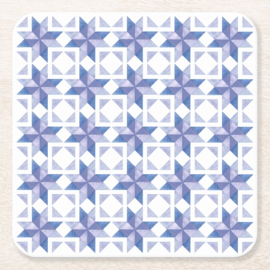 Blue Quilt Block スクエアペーパーコースター (正面)
