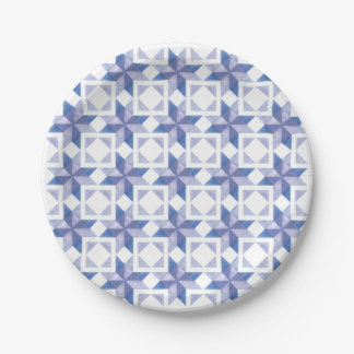 Blue Quilt Block ペーパープレート