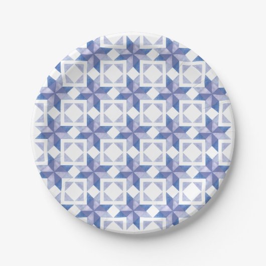 Blue Quilt Block ペーパープレート (正面)