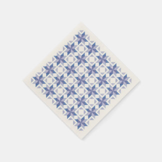 Blue Quilt Block Paper Napkin スタンダードカクテルナプキン