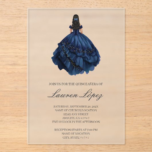 Blue quinceañera acrylic  アクリル招待状 (正面)