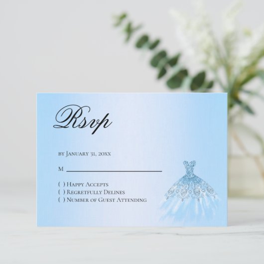 Blue Quinceanera Reply RSVP Card (スタンド正面)