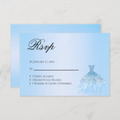 Blue Quinceanera Reply RSVP Card (正面/裏面)