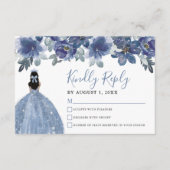 Blue Quinceanera RSVP Reply Card エンクロージャーカード (正面)