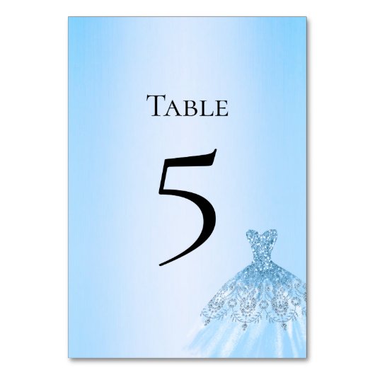 Blue Quinceanera Table Number Card テーブルナンバー (正面)