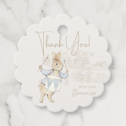 Blue Rabbit Some Bunny Baby Shower フェイバータグ (正面)