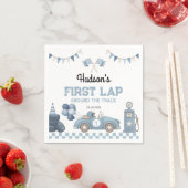 Blue Race Car First Lap Around the Track Birthday スタンダードカクテルナプキン (インサイチュ)