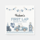 Blue Race Car First Lap Around the Track Birthday スタンダードカクテルナプキン (正面)