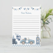 Blue Race Car Time Capsule Note Message Card サンキューカード (スタンド正面)