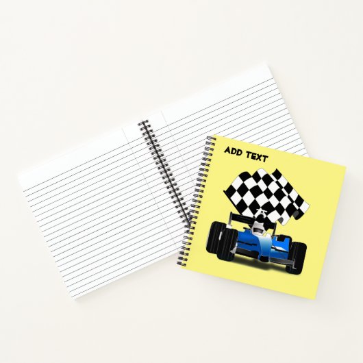 Blue Race Car with Checkered Flag ノートブック (内部)