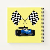 Blue Race Car with Checkered Flag ノートブック (裏面)