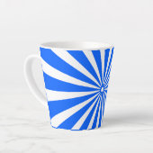 Blue Radiant Burst Mug – Bold Geometric Sunshine  カフェラテマグ (左アングル)