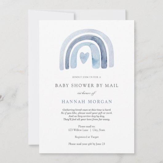 Blue Rainbow Baby Shower by Mail招待状 招待状 (正面)