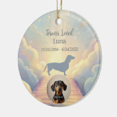 Blue Rainbow Bridge Dachshund Memorial Ornament セラミックオーナメント (左)