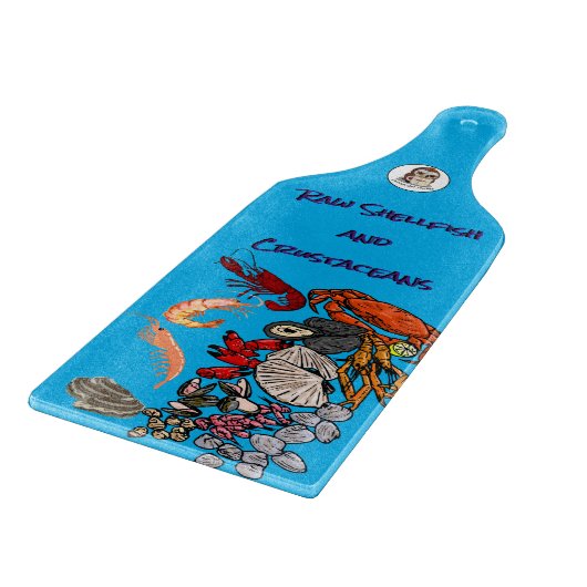 Blue Raw Shellfish Glass Cutting Board カッティングボード (角)