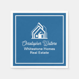 Blue Real Estate Company Custom Realtor Party スタンダードカクテルナプキン