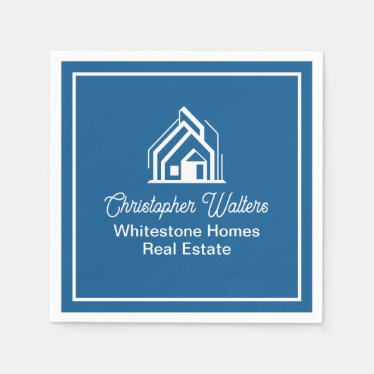 Blue Real Estate Company Custom Realtor Party スタンダードカクテルナプキン (正面)