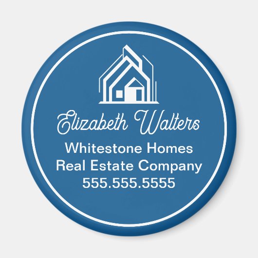 Blue Real Estate Company Elegant Custom Realtor マグネット (正面)