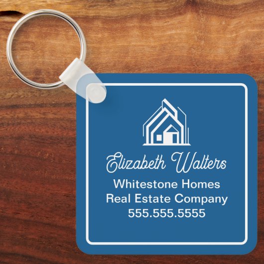 Blue Real Estate Company Personalized Realtor キーホルダー (正面)