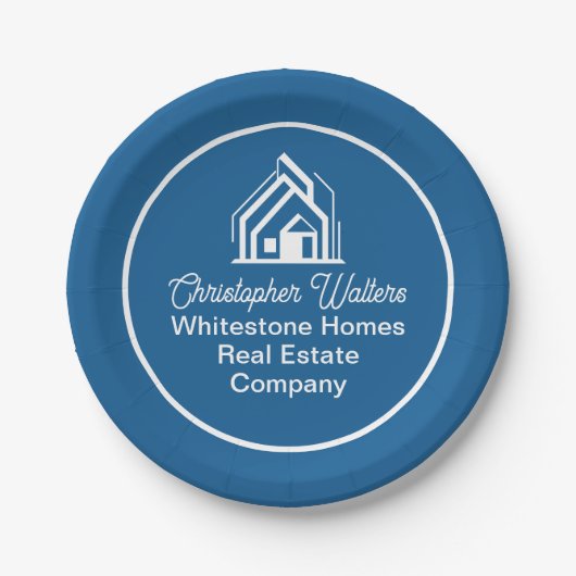 Blue Real Estate Company Personalized Realtor ペーパープレート (正面)