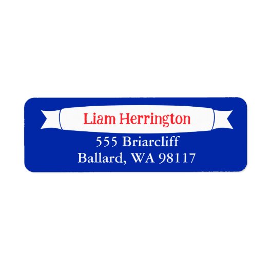 Blue & Red Address Label with Banner ラベル (正面)