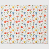 Blue Red and Pink Flowers ラッピングペーパー (フラット)
