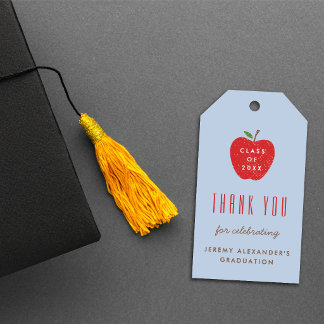 Blue Red Apple Graduation Party Favor Gift Tag ギフトタグ