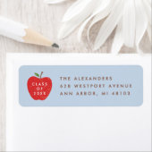 Blue Red Apple Preschool Graduation Address Label ラベル (インサイチュ)