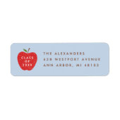 Blue Red Apple Preschool Graduation Address Label ラベル (正面)