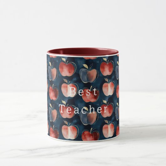 Blue Red Apples Best Teacher or personalize マグカップ (中央)