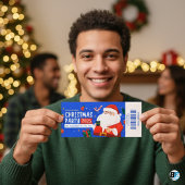 Blue & Red Christmas Party Entry Pass Ticket