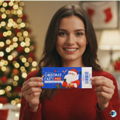 Blue & Red Christmas Party Entry Pass Ticket