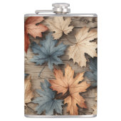 BLUE RED CREAM FALL AUTUMN LEAVES フラスク (正面)