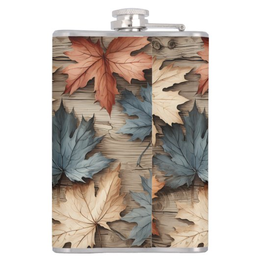 BLUE RED CREAM FALL AUTUMN LEAVES フラスク (裏面)