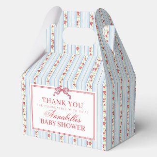 Blue & Red Fancy Floral Baby Shower Gable Favor フェイバーボックス