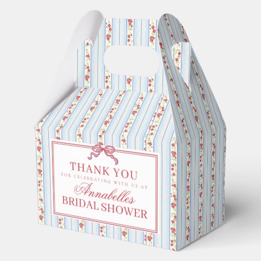 Blue & Red Fancy Floral Bridal Shower Favor フェイバーボックス (正面)