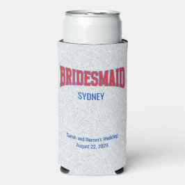 Blue + Red Faux Glitter BRIDESMAID Bachelorette スリム缶クーラー