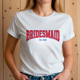 Blue + Red Faux Glitter BRIDESMAID Bachelorette Tシャツ
