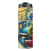 Blue Red Festive Train Ornament Forest タンブラー (正面)