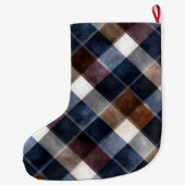 Blue Red Grey White Squares   ラージクリスマスストッキング (裏面)