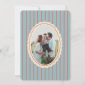 Blue & Red Illustrated Bow Striped 3-Photo Family シーズンカード (正面)