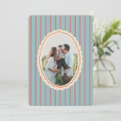 Blue & Red Illustrated Bow Striped 3-Photo Family シーズンカード (スタンド正面)